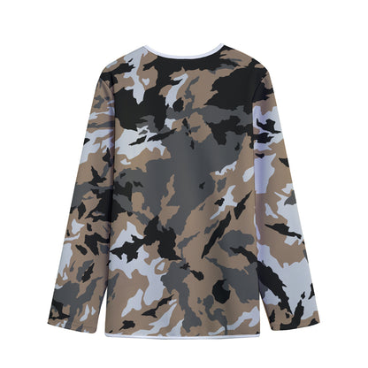 Brown And Black Camouflage Print Long Sleeve Short Coat