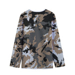 Brown And Black Camouflage Print Long Sleeve Short Coat