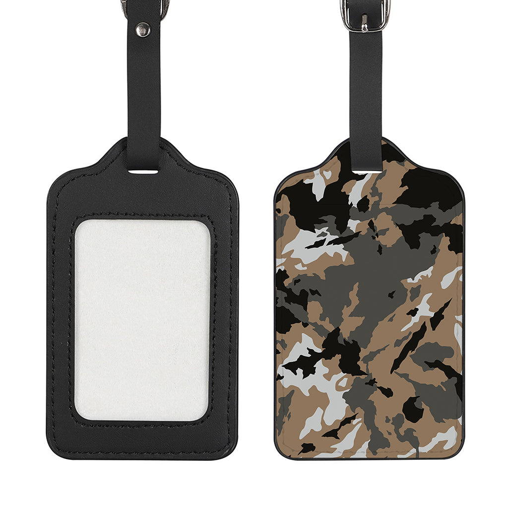 Brown And Black Camouflage Print Luggage Tag