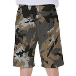 Brown And Black Camouflage Print Men's Beach Shorts