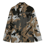 Brown And Black Camouflage Print Men's Blazer