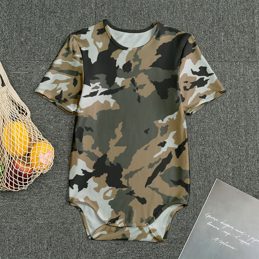 Brown And Black Camouflage Print Men's Bodysuit