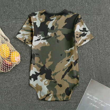 Brown And Black Camouflage Print Men's Bodysuit