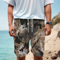 Brown And Black Camouflage Print Men's Cargo Shorts