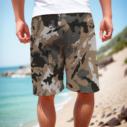Brown And Black Camouflage Print Men's Cargo Shorts