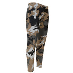 Brown And Black Camouflage Print Men's Compression Pants