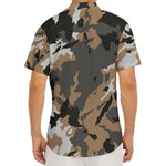 Brown And Black Camouflage Print Men's Deep V-Neck Shirt