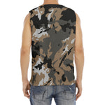 Brown And Black Camouflage Print Men's Fitness Tank Top
