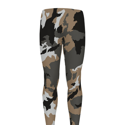 Brown And Black Camouflage Print Men's leggings