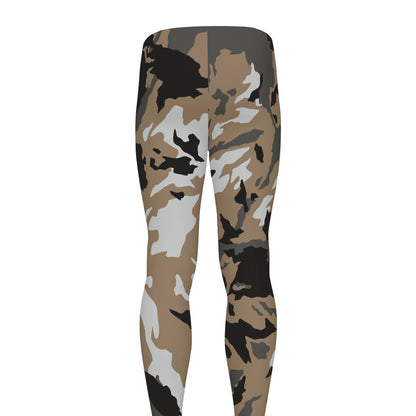 Brown And Black Camouflage Print Men's leggings
