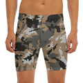 Brown And Black Camouflage Print Men's Long Boxer Briefs