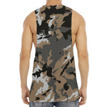 Brown And Black Camouflage Print Men's Muscle Tank Top