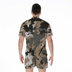 Brown And Black Camouflage Print Men's Rompers