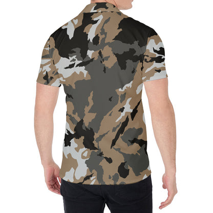 Brown And Black Camouflage Print Men's Shirt