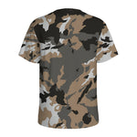 Brown And Black Camouflage Print Men's Sports T-Shirt