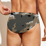 Brown And Black Camouflage Print Men's Swim Briefs