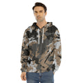Brown And Black Camouflage Print Men's Velvet Pullover Hoodie