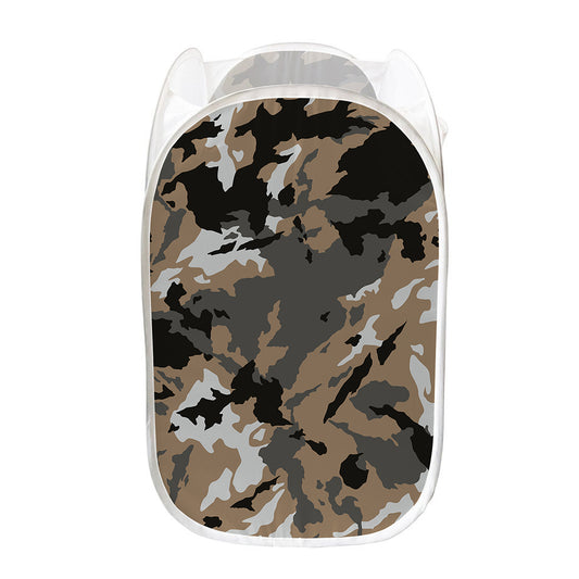Brown And Black Camouflage Print Mesh Laundry Hamper