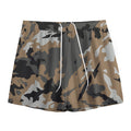 Brown And Black Camouflage Print Mesh Shorts