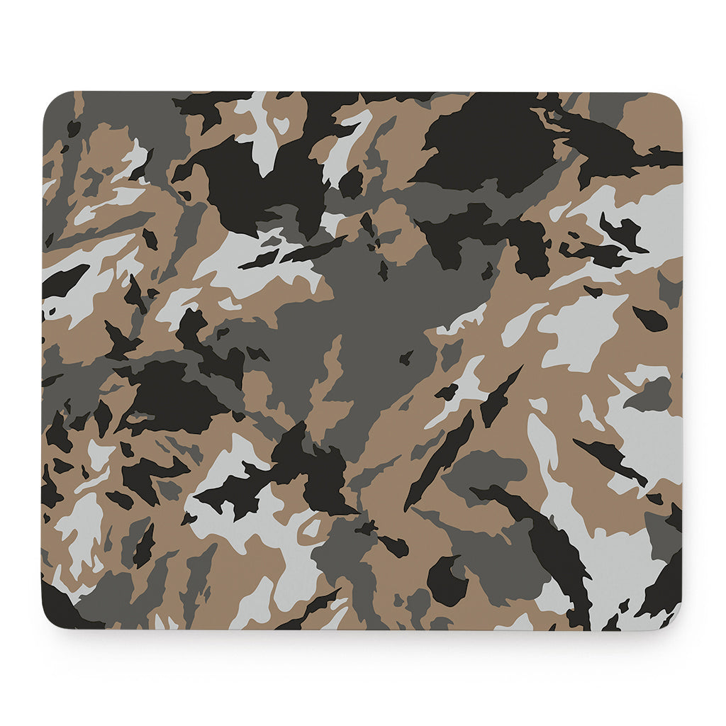 Brown And Black Camouflage Print Mouse Pad