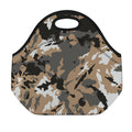 Brown And Black Camouflage Print Neoprene Lunch Bag