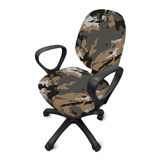 Brown And Black Camouflage Print Office Chair Cover