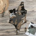 Brown And Black Camouflage Print One Shoulder Bodysuit