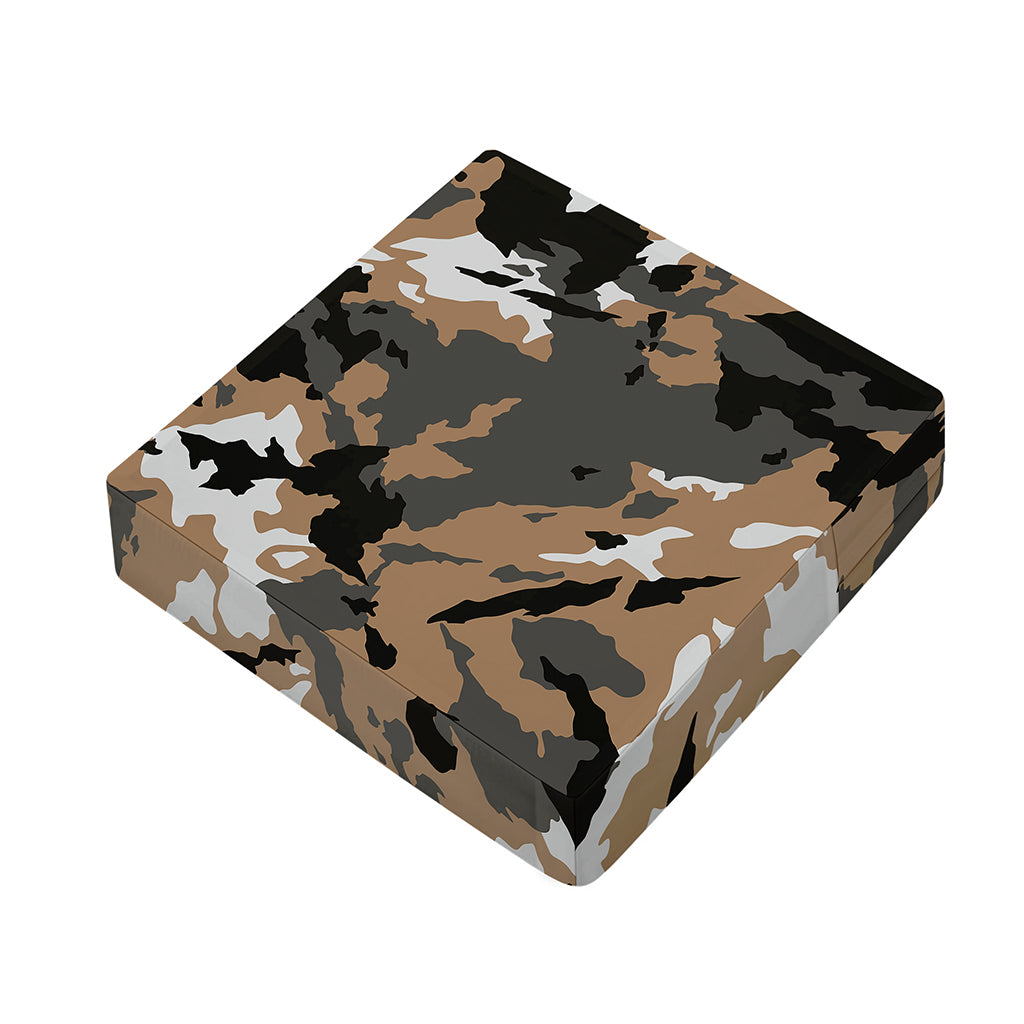 Brown And Black Camouflage Print Outdoor Seat Cushion Cover