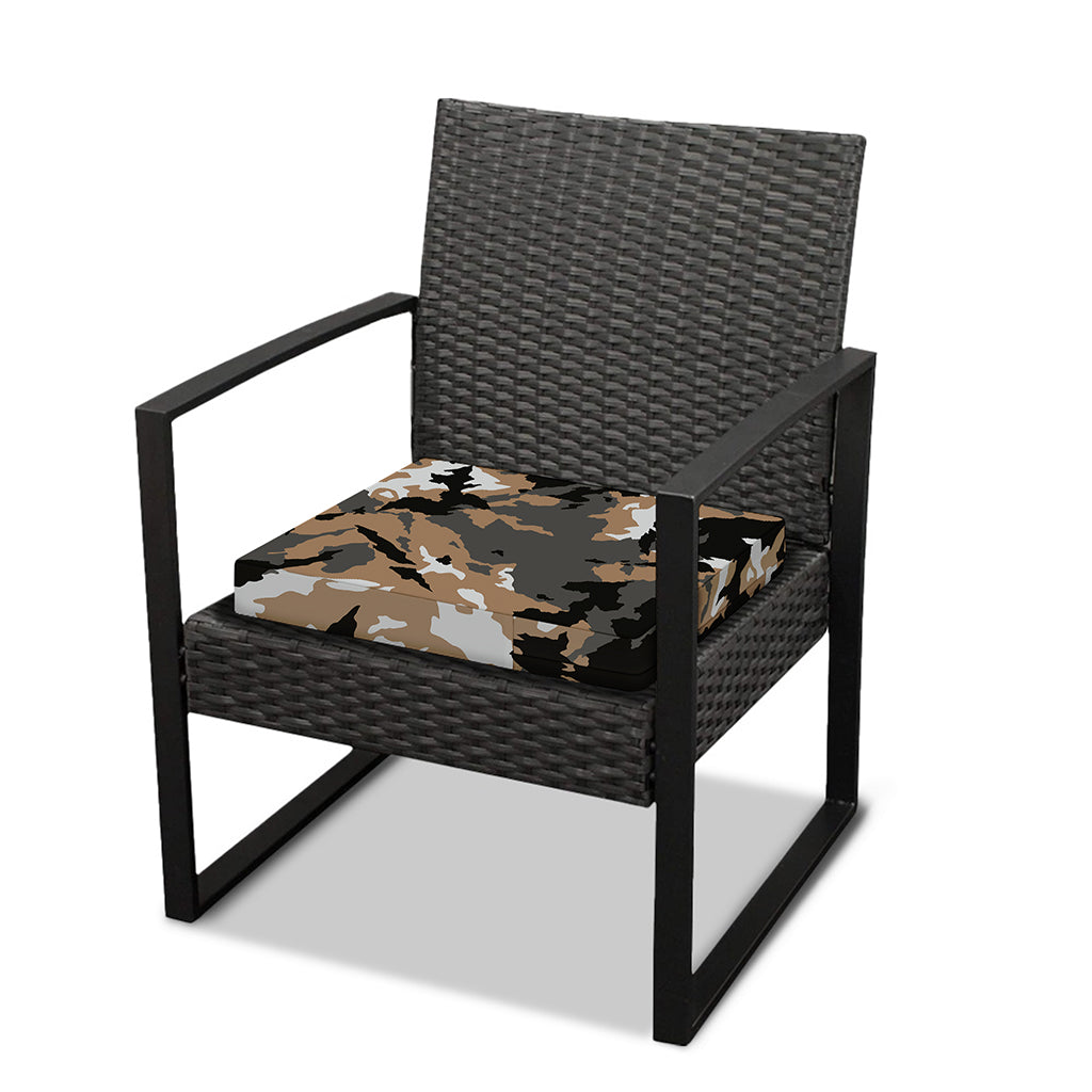 Brown And Black Camouflage Print Outdoor Seat Cushion Cover