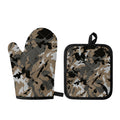 Brown And Black Camouflage Print Oven Mitt And Pot Holder Set