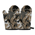 Brown And Black Camouflage Print Oven Mitts