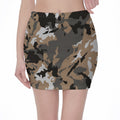 Brown And Black Camouflage Print Pencil Mini Skirt