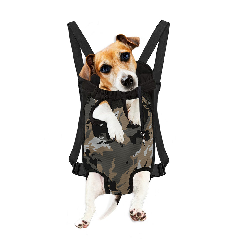 Brown And Black Camouflage Print Pet Carrier Backpack