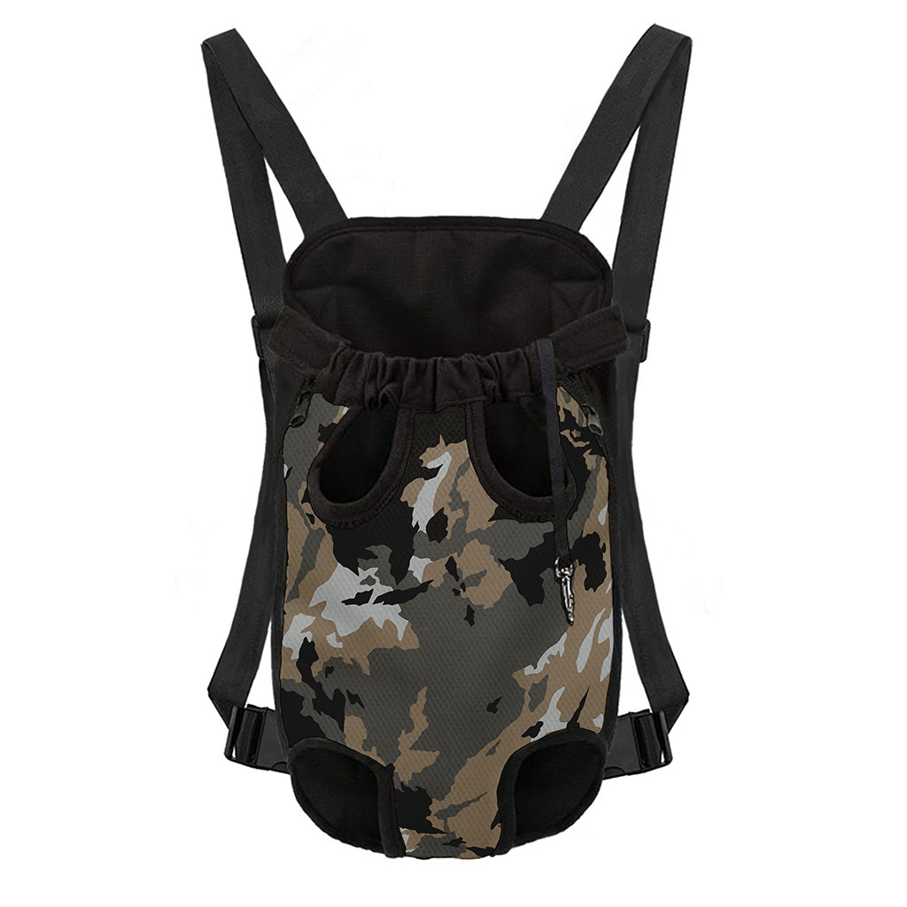 Brown And Black Camouflage Print Pet Carrier Backpack