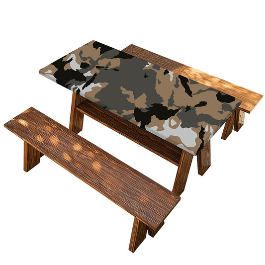 Brown And Black Camouflage Print Picnic Table Cover