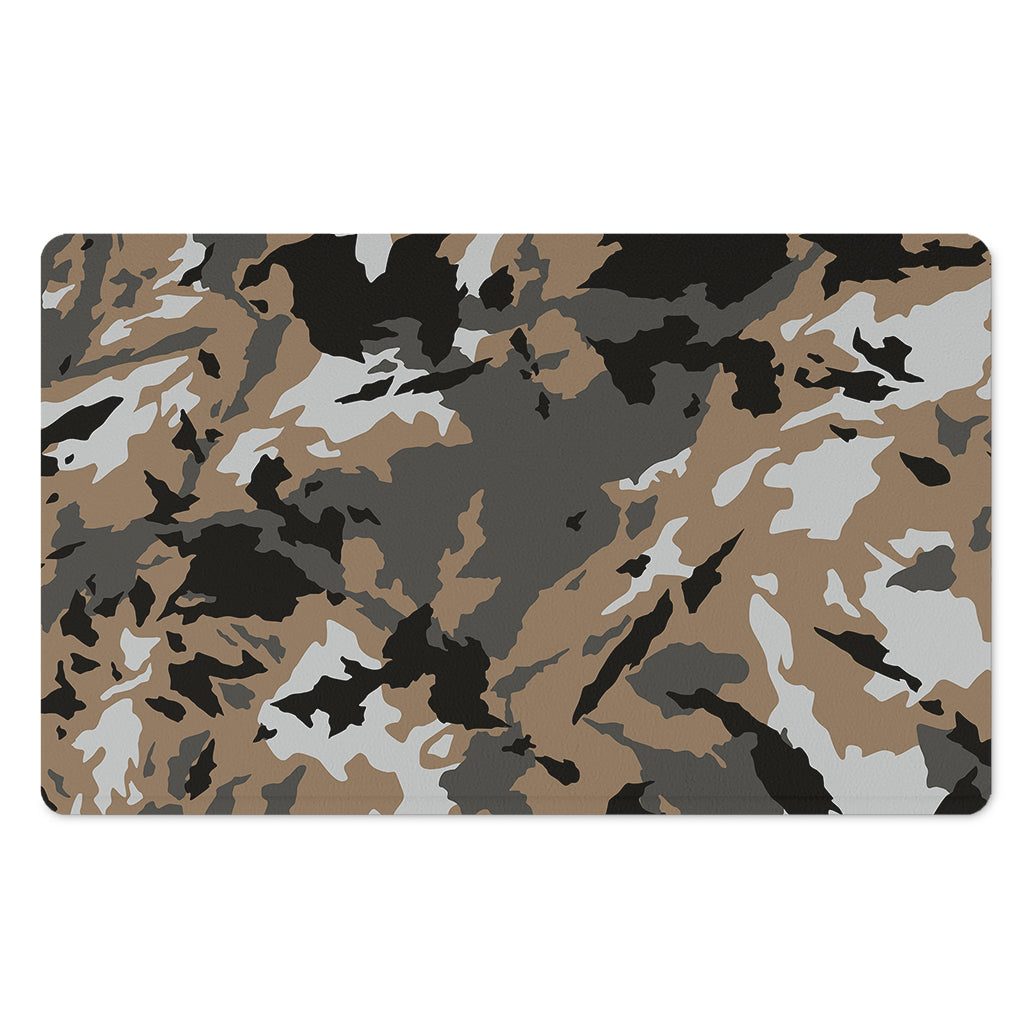 Brown And Black Camouflage Print Polyester Doormat