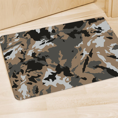 Brown And Black Camouflage Print Polyester Doormat