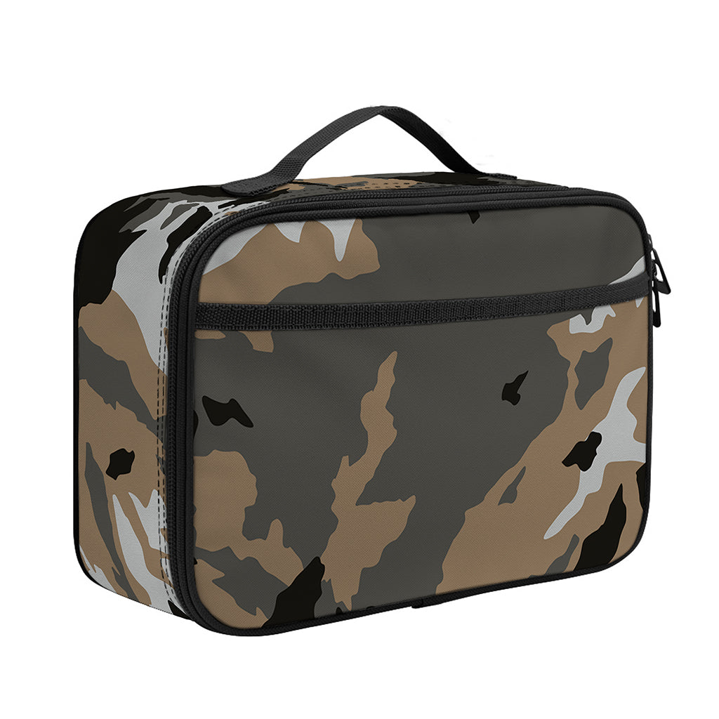 Brown And Black Camouflage Print Portable Lunch Bag
