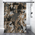 Brown And Black Camouflage Print Premium Shower Curtain