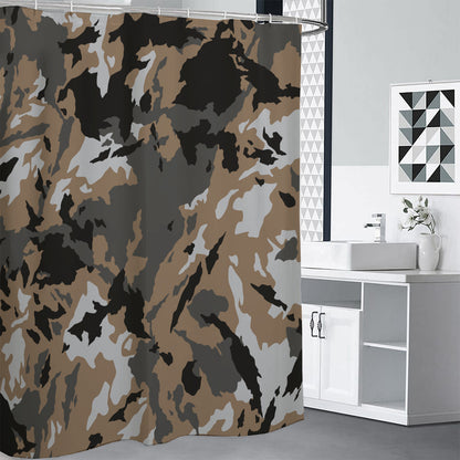 Brown And Black Camouflage Print Premium Shower Curtain