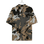 Brown And Black Camouflage Print Rayon Hawaiian Shirt