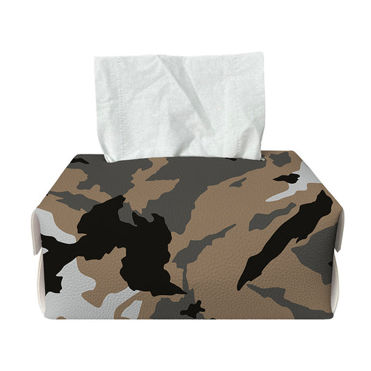 Brown And Black Camouflage Print Rectangle Tissue Box Cover
