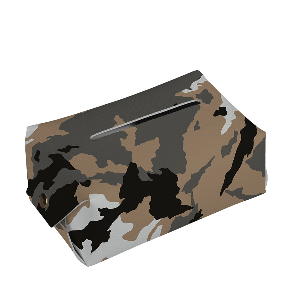 Brown And Black Camouflage Print Rectangle Tissue Box Cover