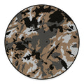 Brown And Black Camouflage Print Round Floor Mat