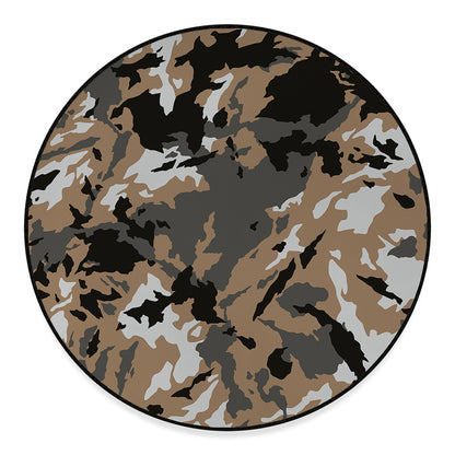 Brown And Black Camouflage Print Round Floor Mat