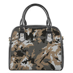 Brown And Black Camouflage Print Shoulder Handbag