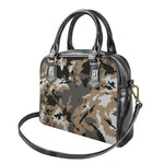 Brown And Black Camouflage Print Shoulder Handbag