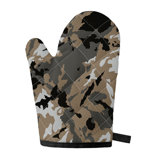 Brown And Black Camouflage Print Single Oven Mitt