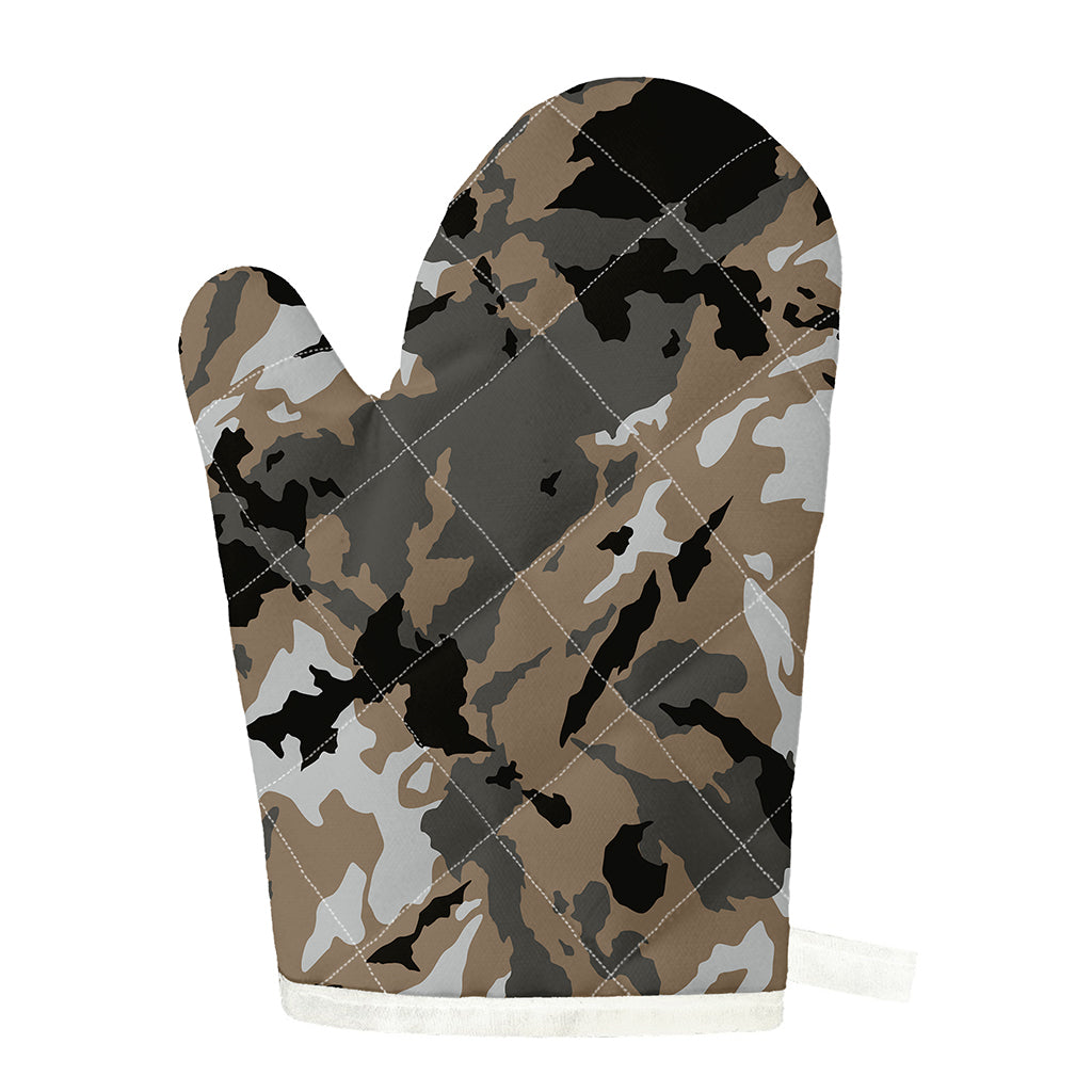 Brown And Black Camouflage Print Single Oven Mitt