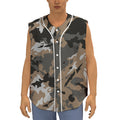 Brown And Black Camouflage Print Sleeveless Baseball Jersey